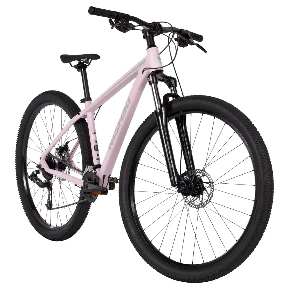 Nishiki Colorado adult mountain bike with alloy frame, front suspension fork, disc brakes, and 29-inch wheels for off-road performance.